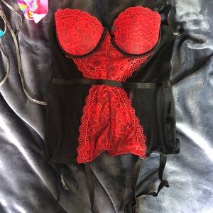 Red and black lingerie top